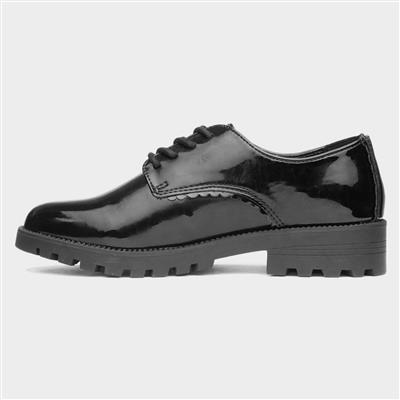 Dawn Girls Black Patent Lace Up Shoe