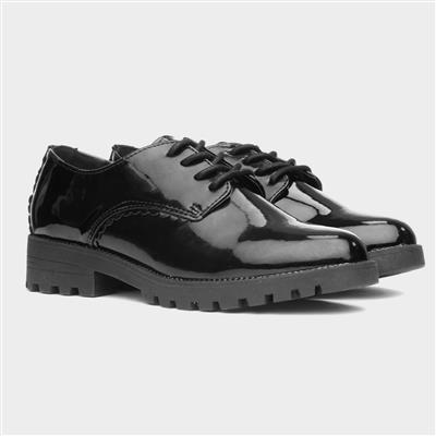 Dawn Girls Black Patent Lace Up Shoe