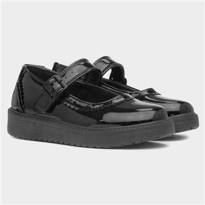 Daria Girls Black Patent School Shoe