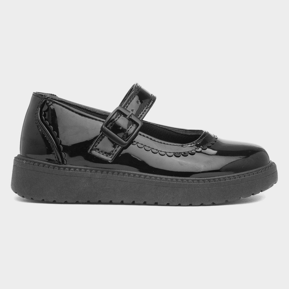 Daria Girls Black Patent School Shoe