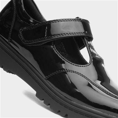 Kendall Girls Black Patent T-Bar Shoe