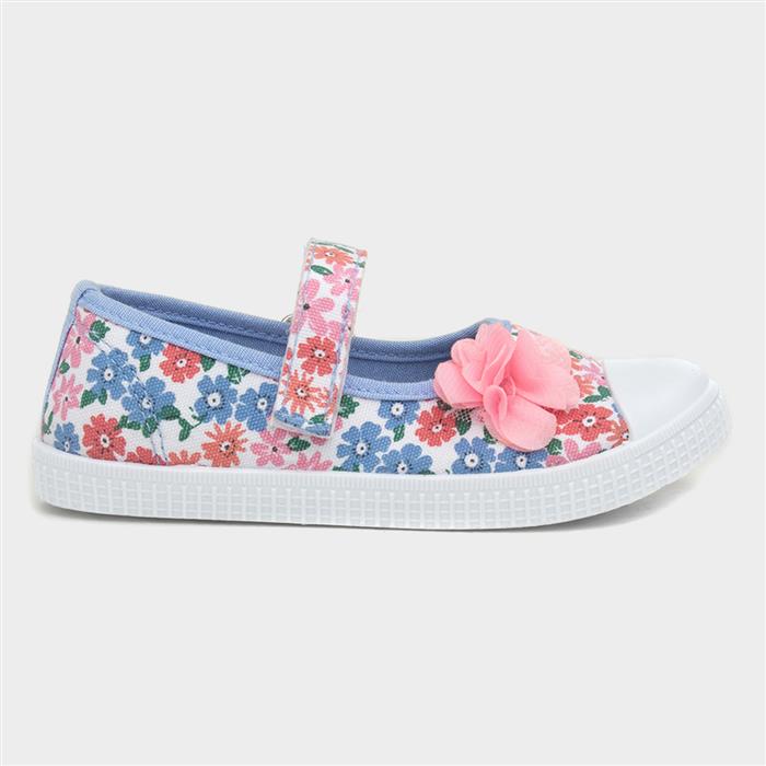 Walkright Girls Pink And Lilac Floral Canvas