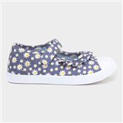 Walkright Girls Denim Daisy Canvas Bar Shoe (Click For Details)
