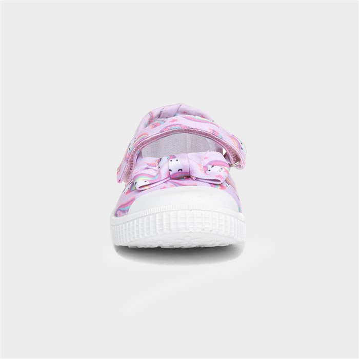 Claudia Girls Lilac Unicorn Bow Canvas