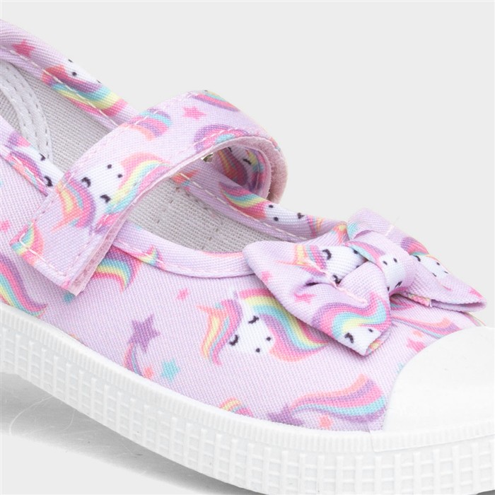Claudia Girls Lilac Unicorn Bow Canvas