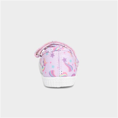 Claudia Girls Lilac Unicorn Canvas Shoe