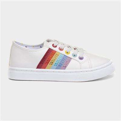 Girls White Rainbow Shoe