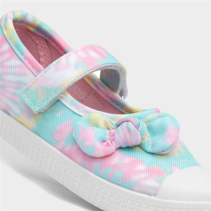 Claudia Girls Multi Tie-Dye Bow Canvas