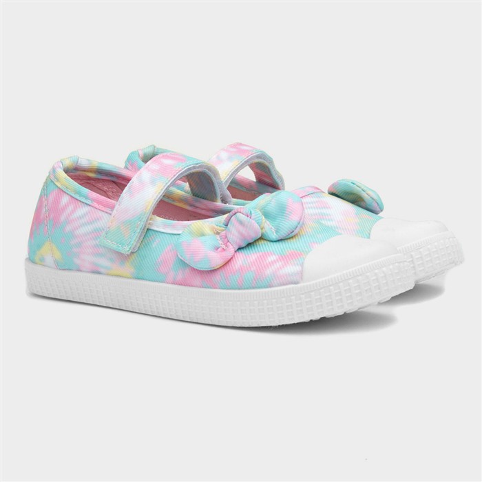 Claudia Girls Multi Tie-Dye Bow Canvas