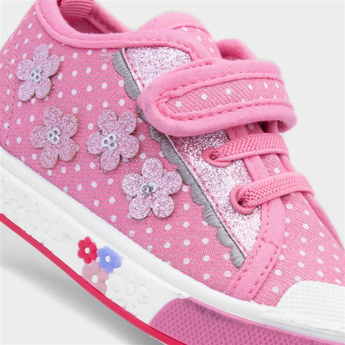 Carey Girls Pink Polka Dot Canvas