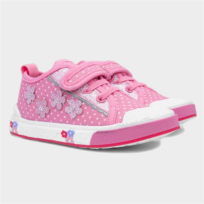 Carey Girls Pink Polka Dot Canvas