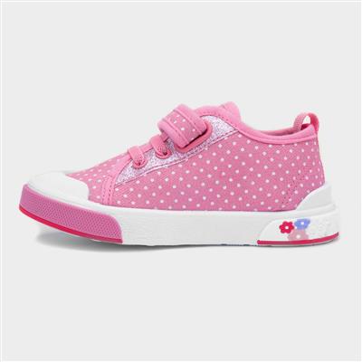 Carey Girls Pink Polka Dot Canvas
