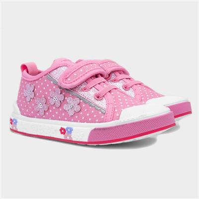 Carey Girls Pink Polka Dot Canvas
