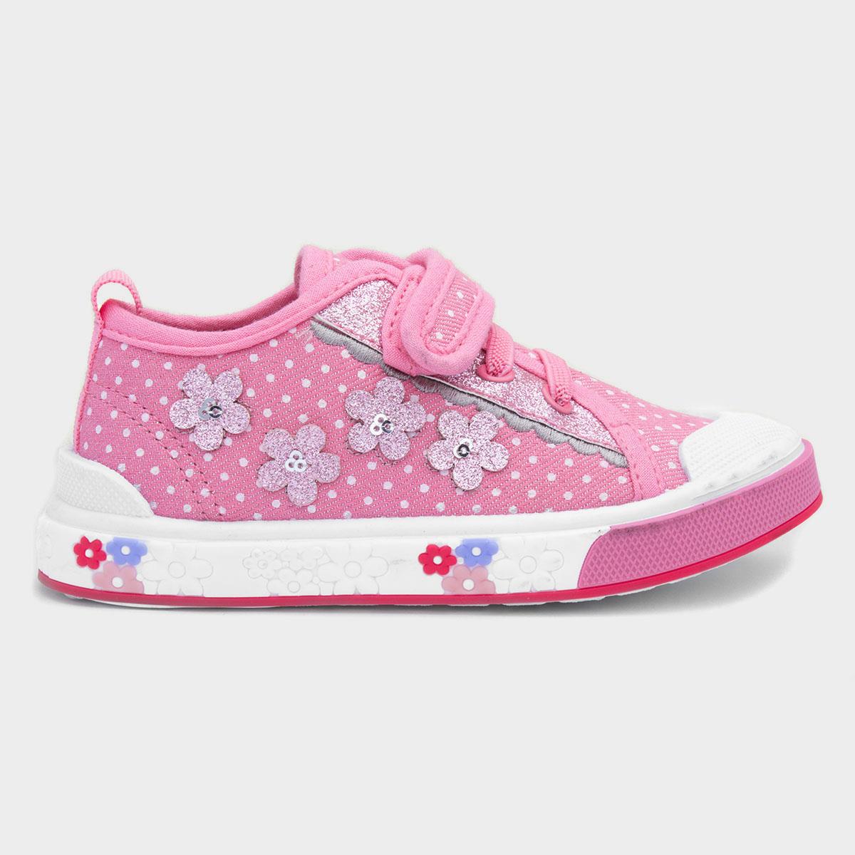 Carey Girls Pink Polka Dot Canvas