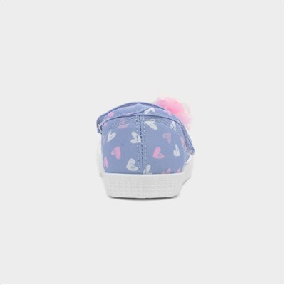 Corrine Girls Blue Heart Print Canvas