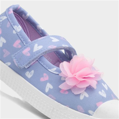 Corrine Girls Blue Heart Print Canvas