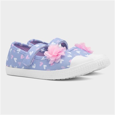 Corrine Girls Blue Heart Print Canvas