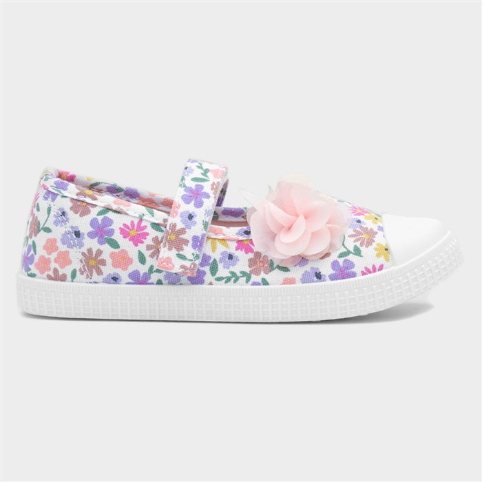 Corrine Girls Multi Floral Print Canvas
