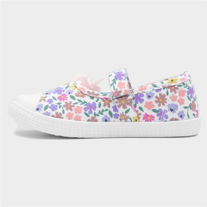 Corrine Girls Multi Floral Print Canvas