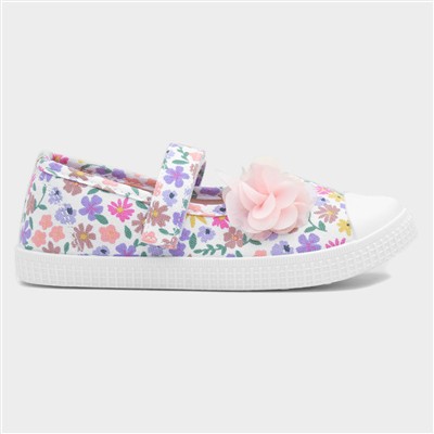 Corrine Girls Multi Floral Print Canvas