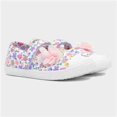 Corrine Girls Multi Floral Print Canvas