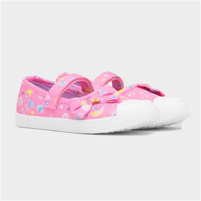 Claudia Girls Pink Easy Fasten Canvas