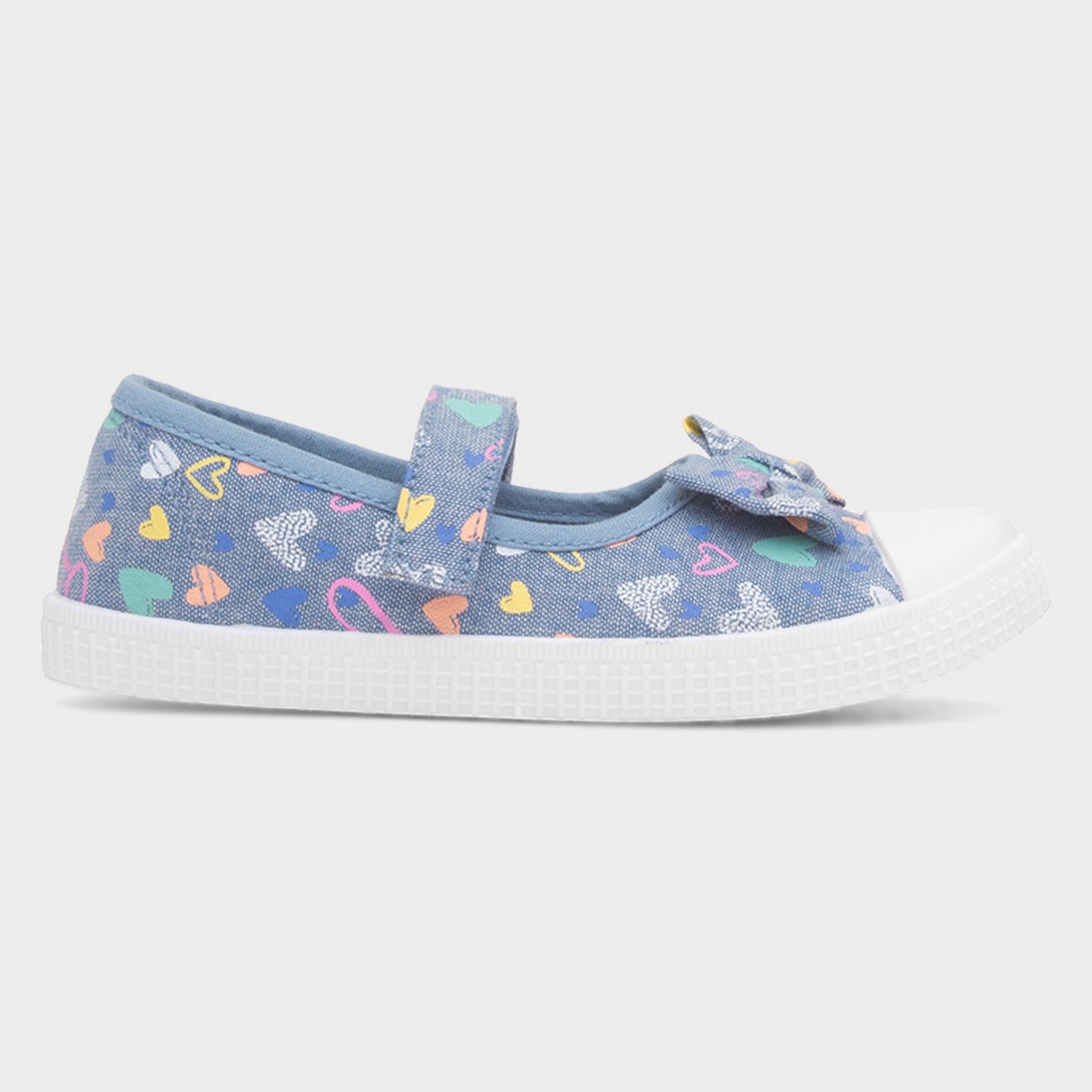 Claudia Girls Blue Heart Bow Canvas