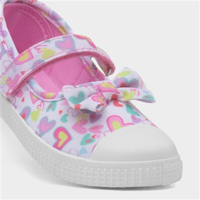 Claudia Girls Multi Heart Bow Canvas