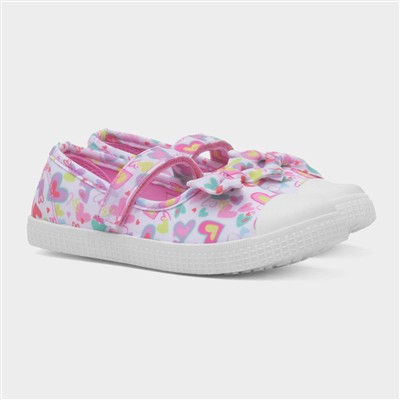 Claudia Girls Multi Heart Bow Canvas