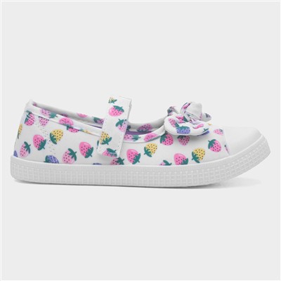 Claudia Girls White Strawberry Canvas