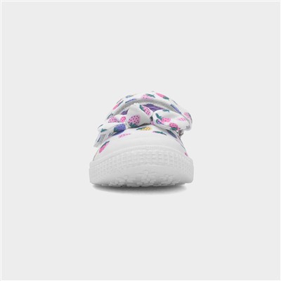 Claudia Girls White Strawberry Canvas
