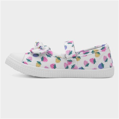 Claudia Girls White Strawberry Canvas