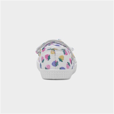 Claudia Girls White Strawberry Canvas