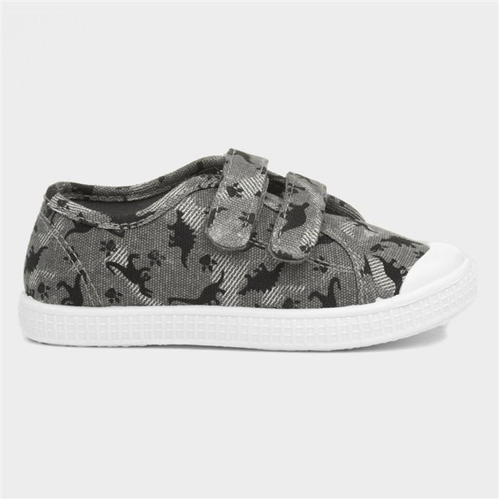 Lyle Boys Grey Dinosaur Print Canvas