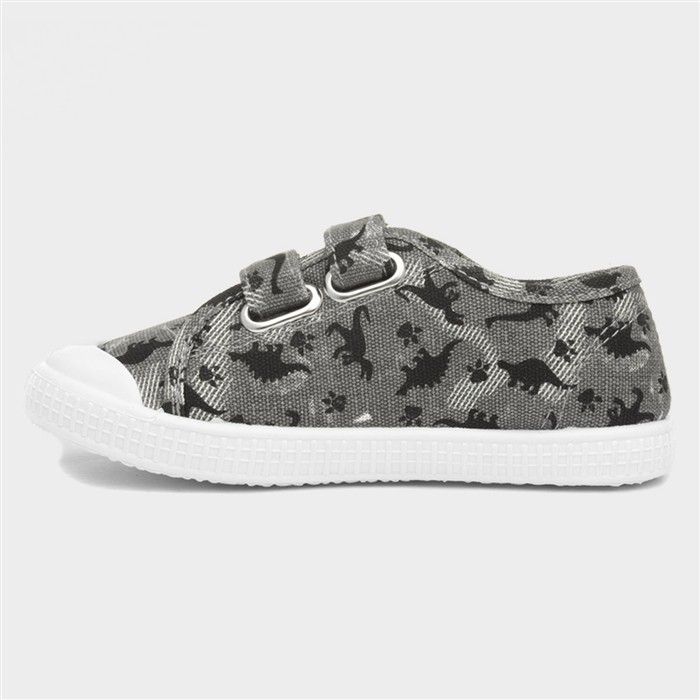 Lyle Boys Grey Dinosaur Print Canvas