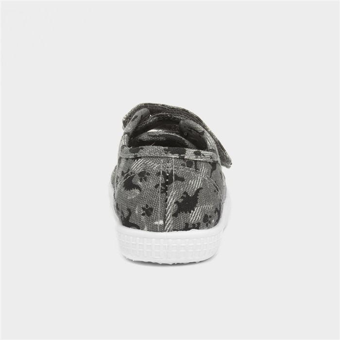 Lyle Boys Grey Dinosaur Print Canvas