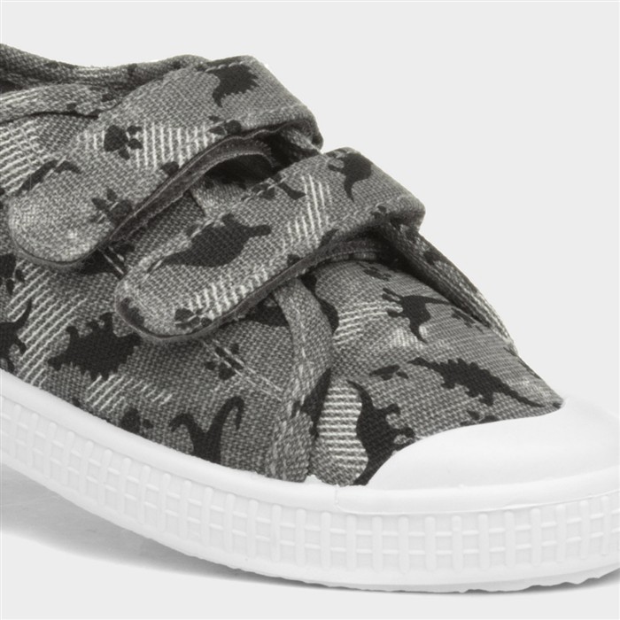 Lyle Boys Grey Dinosaur Print Canvas