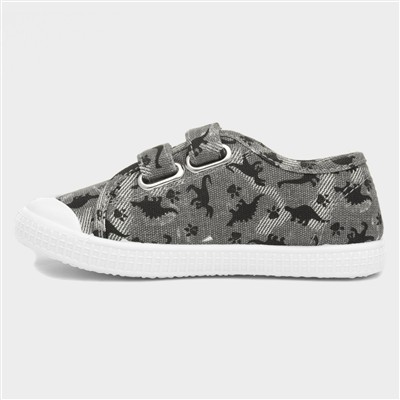 Lyle Boys Grey Dinosaur Canvas