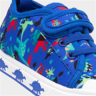Colby Boys Blue Dinosaur Print Canvas