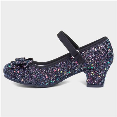 Roxanna Girls Black Glitter Heel