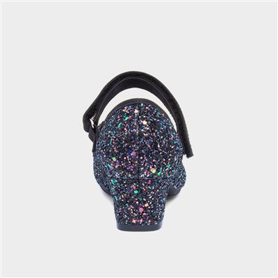 Roxanna Girls Black Glitter Heel