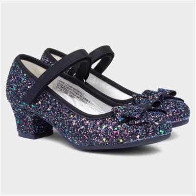 Roxanna Girls Black Glitter Heel