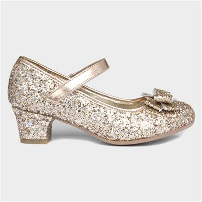 Girls Rose Gold Heeled Shoe