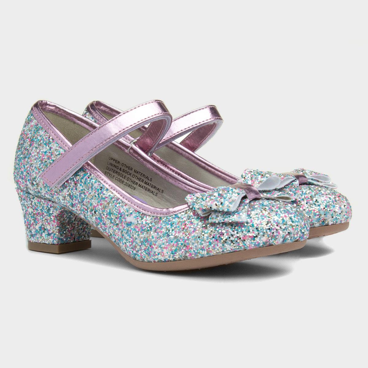 Angel's Face Girls Pink Rainbow Glitter Shoes | Junior Couture