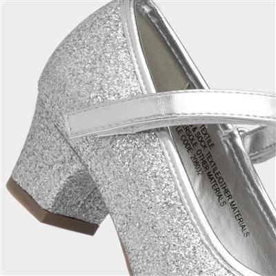 Lacey Girls Silver Glitter Heel