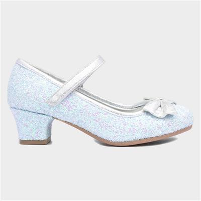Lacey Kids Light Blue Glitter Heel