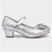 Lilley Sparkle Girls Glitter Silver Heeled Shoe (Click For Details)