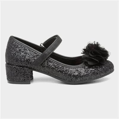 Lilley Sparkle Girls Glitter Party Shoe in Black