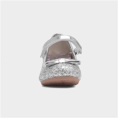 Girls Silver Glitter Heel