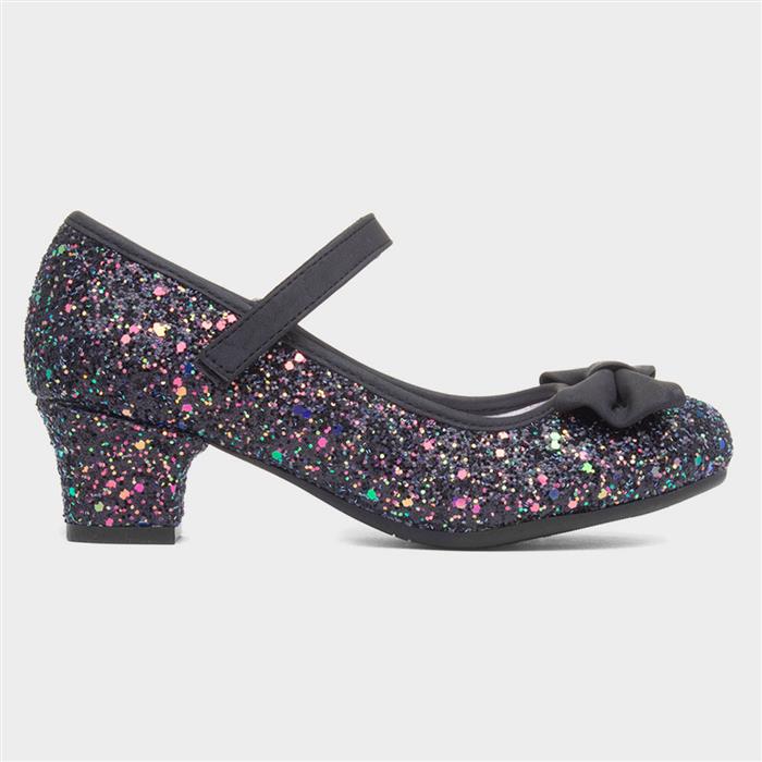Kids Black Glitter Heel